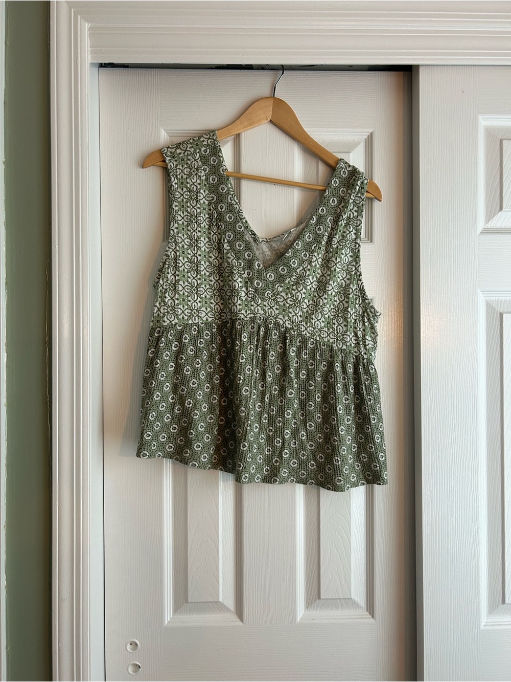 Lucky Brand Olive Green Floral Peplum Tank